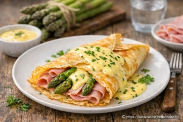 CrĂȘpe jambon asperge et sauce hollandaise : recette facile Ă rĂ©aliser
