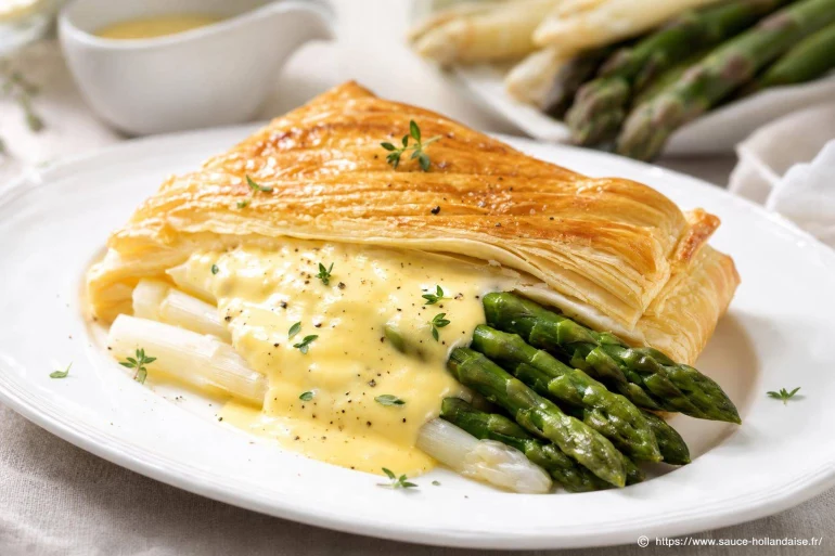 Feuilleté d’asperges à la sauce hollandaise